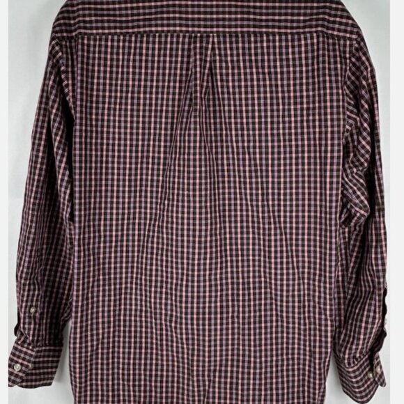 T Harris London Brown Pink Purple Plaid Shirt Mens M Button Front Long Sleeve - Picture 2 of 4